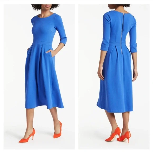 Boden | Dresses | Boden Harley Textured Jersey Fit Flare Midi Dress 6r  Womens Blue Euc J41 | Poshmark